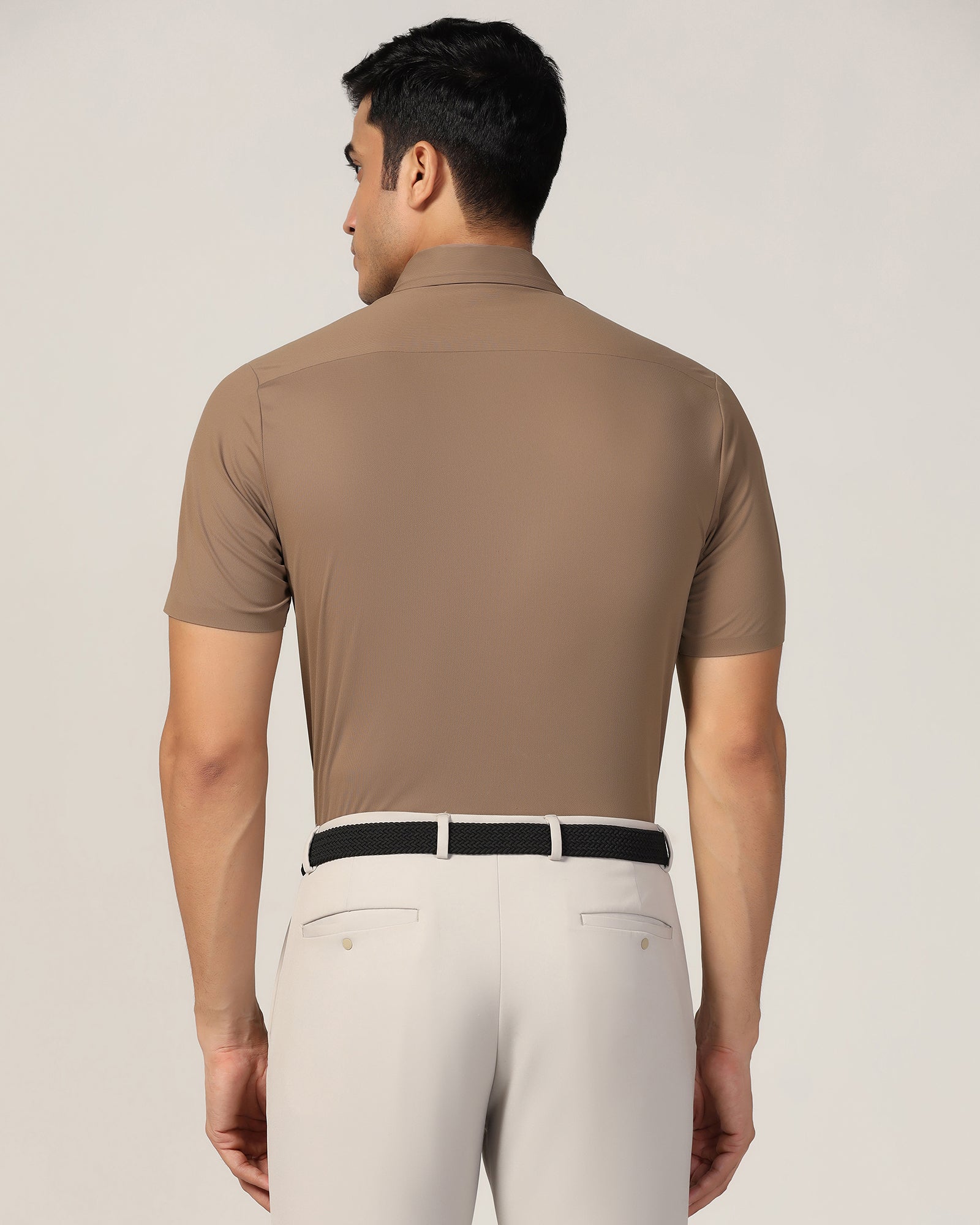 TechPro Formal Half Sleeve Tan Solid Shirt - Alfie