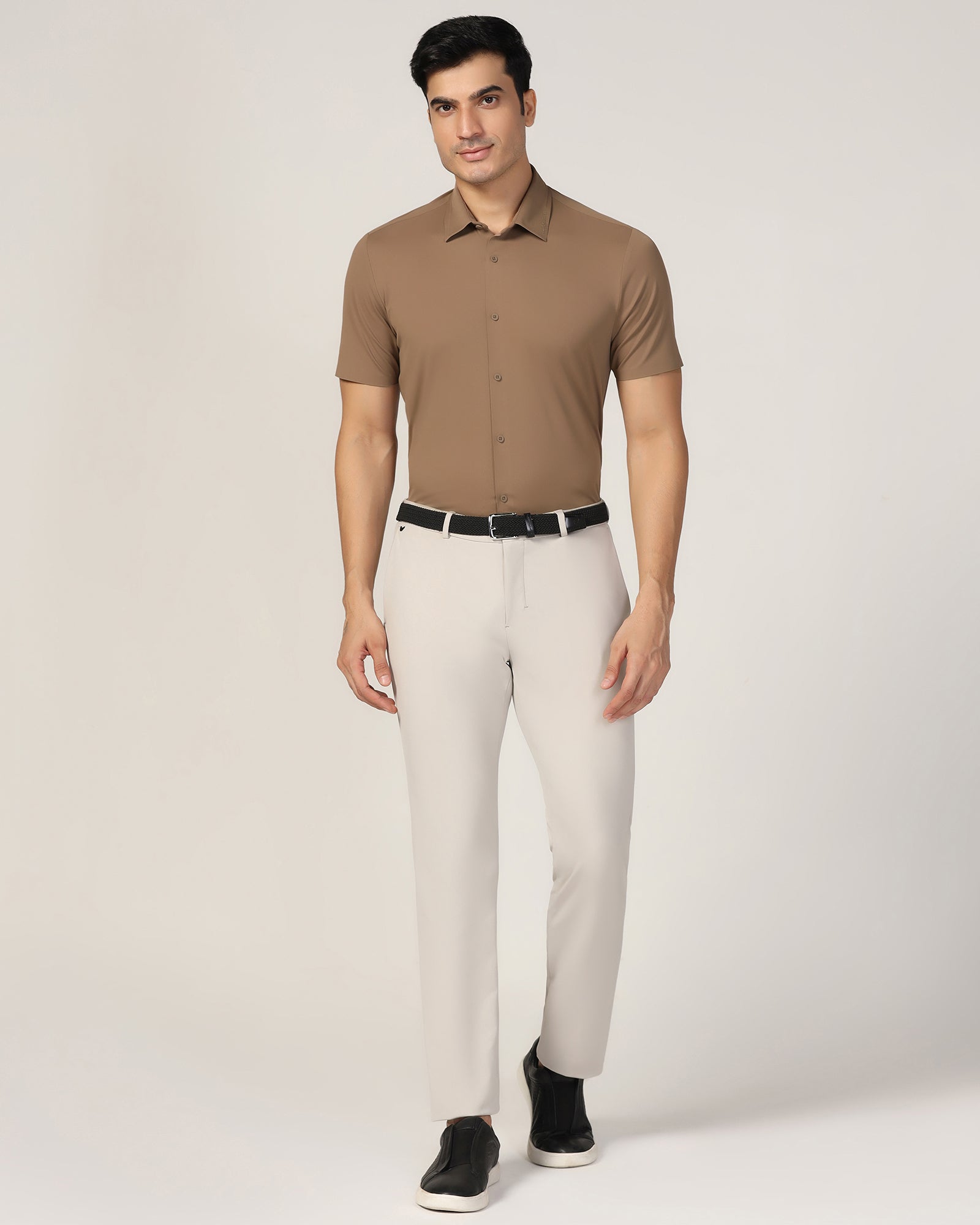 TechPro Formal Half Sleeve Tan Solid Shirt - Alfie