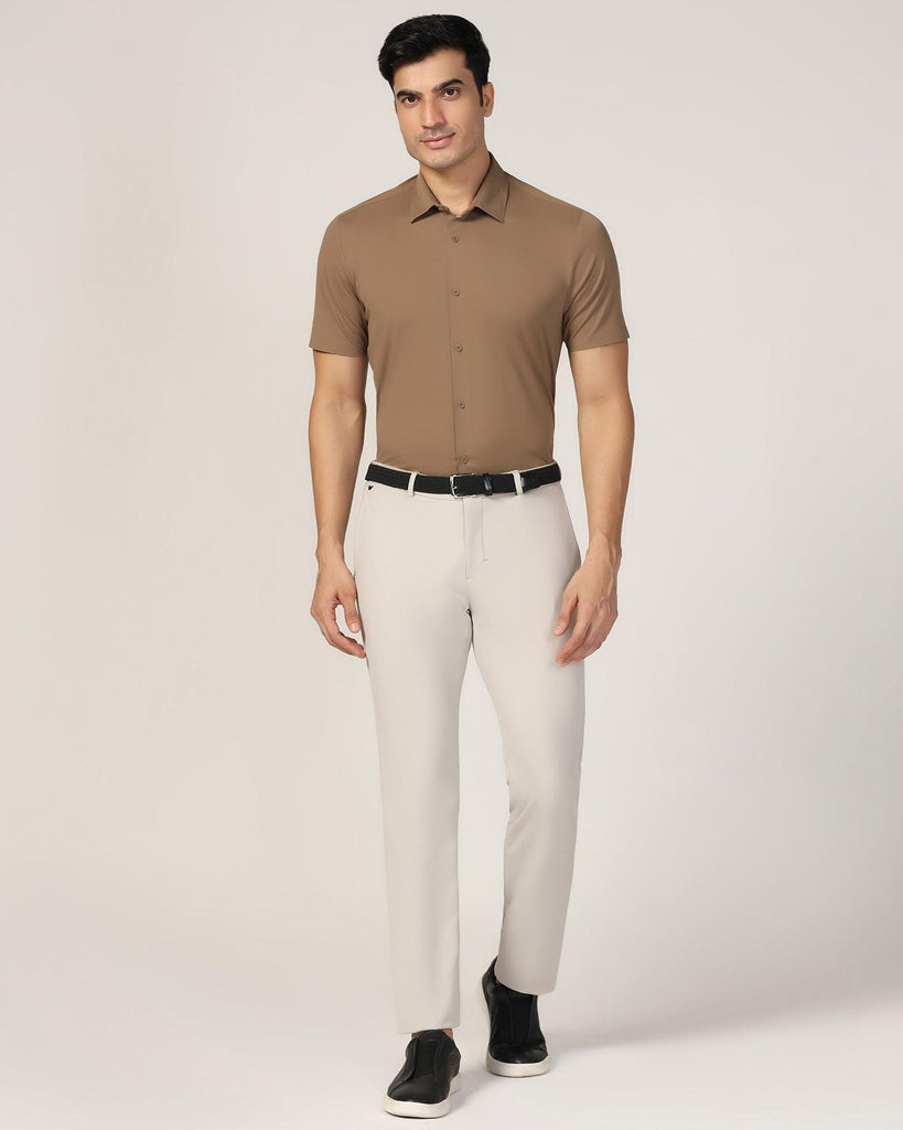 Formal Tan Formal Half Sleeve Tan Solid Shirt - Alfie