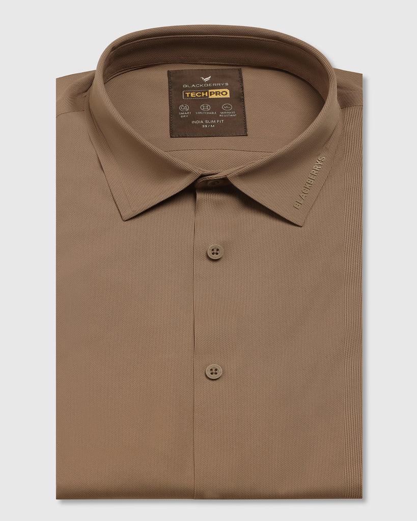 TechPro Formal Half Sleeve Tan Solid Shirt - Alfie