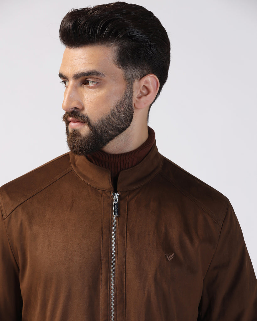 Formal Tan Solid Zipper Jacket - Gosling