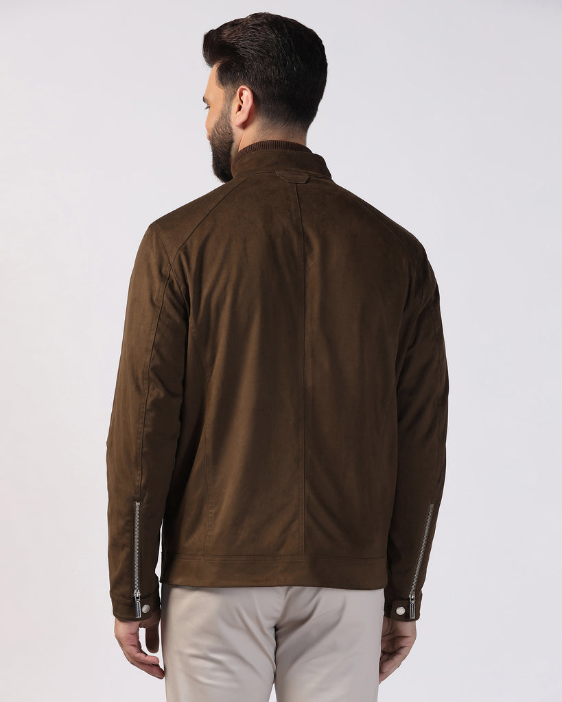 Formal Tan Solid Zipper Jacket - Gosling