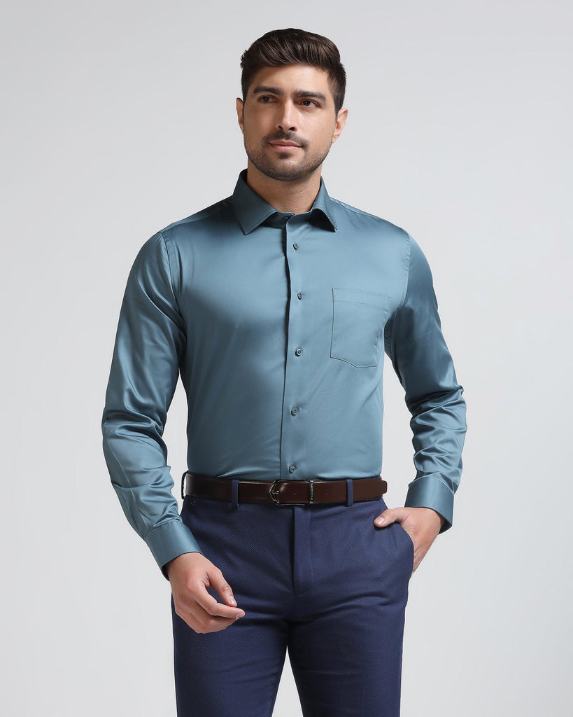 Formal Teal Solid Shirt - Simble