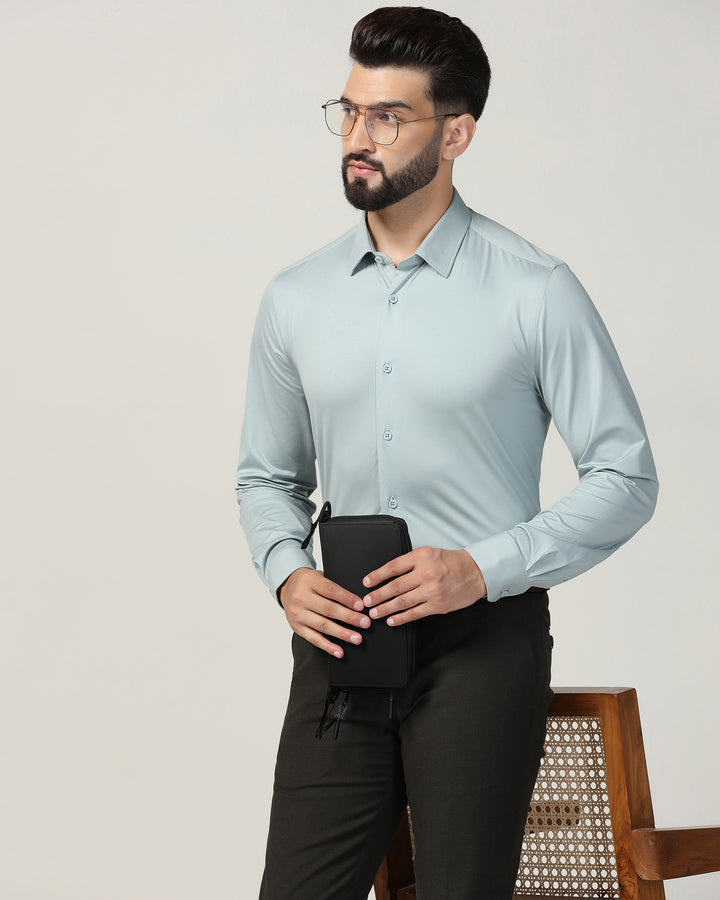 Formal Teal Solid Shirt - Sofk01