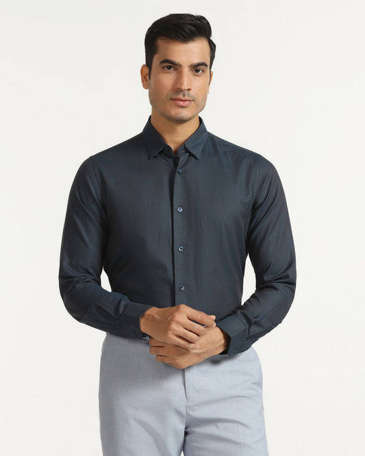 Formal Teal Textured Shirt - Amaze