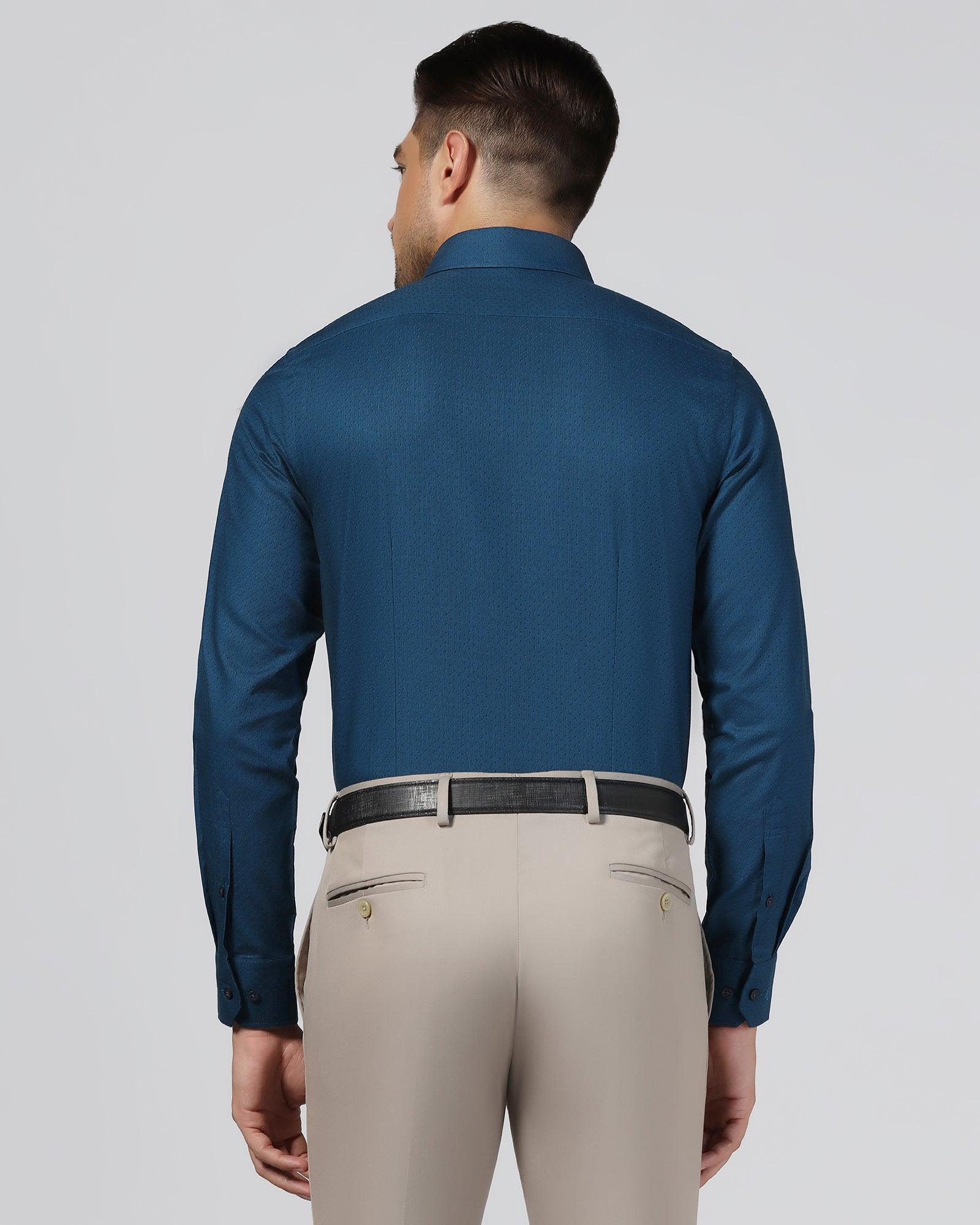 Formal Teal Textured Shirt - Burdy