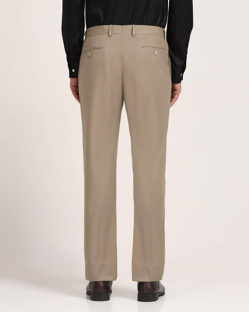 Straight B-90 Formal Beige Solid Trouser - Nedward