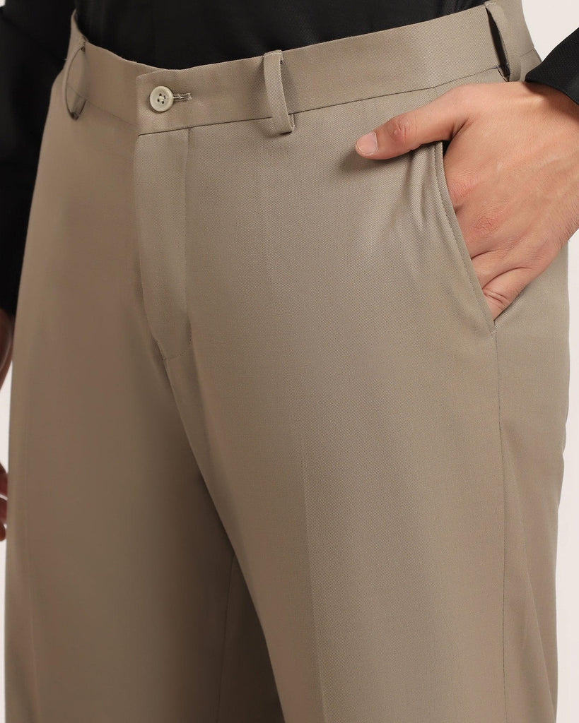 Straight B-90 Formal Beige Solid Trouser - Nedward