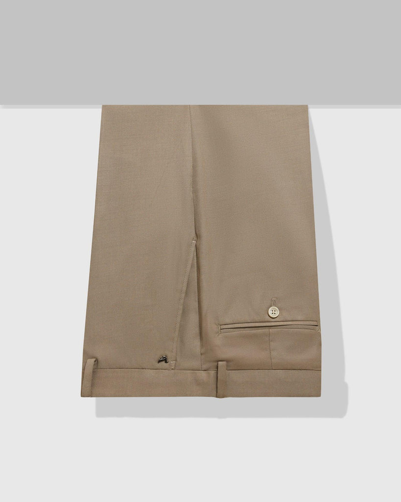 Straight B-90 Formal Beige Solid Trouser - Nedward