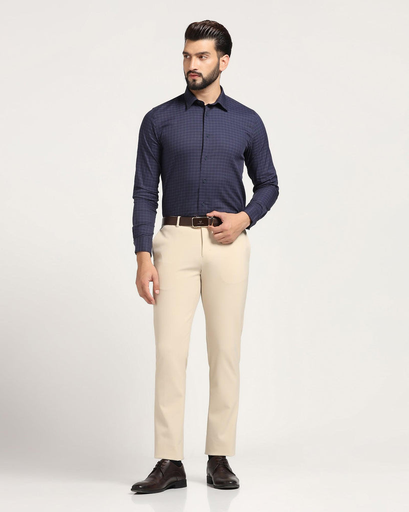 TechPro Slim Fit B-91 Formal Beige Solid Trouser - Kinley