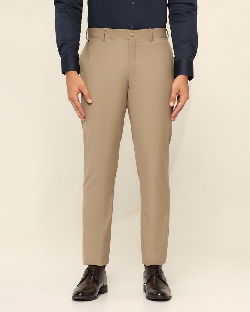 Slim Comfort B-95 Formal Beige Solid Trouser - Nedward