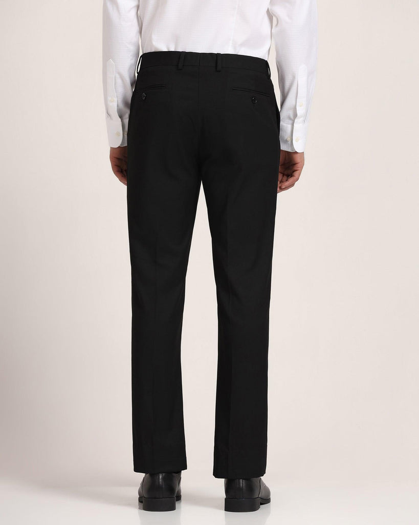 Slim Fit B-91 Formal Black Solid Trouser - Yoke