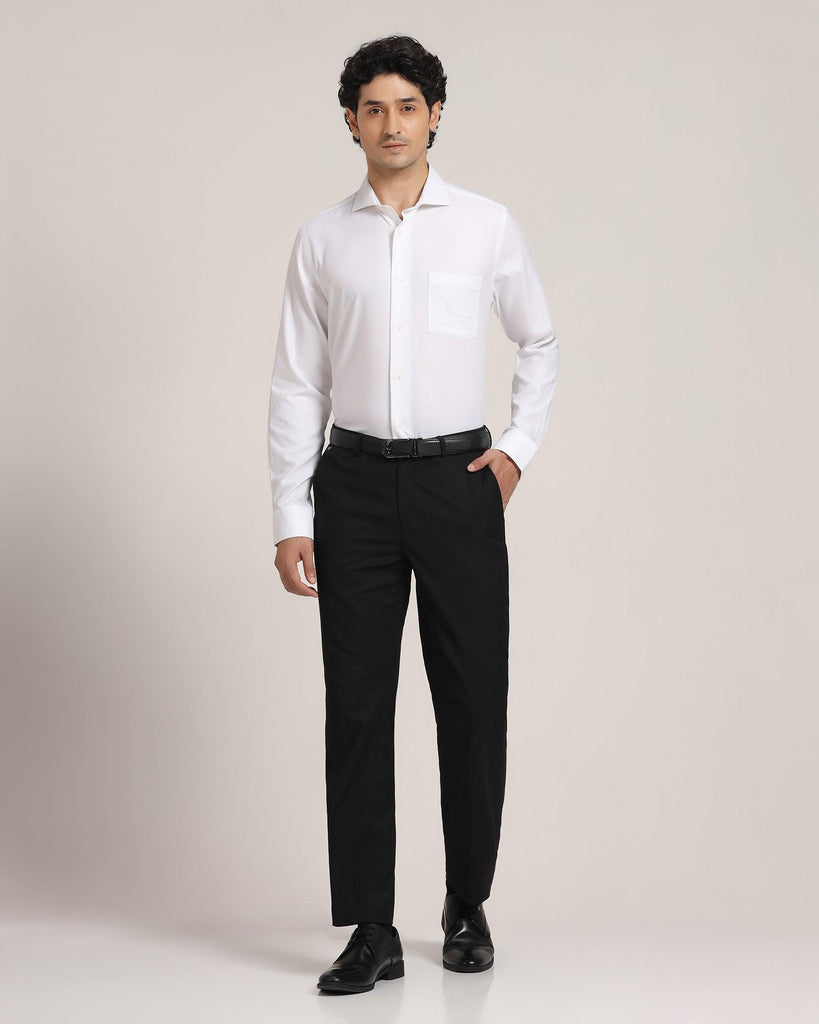 Slim Fit B-91 Formal Black Solid Trouser - Yoke