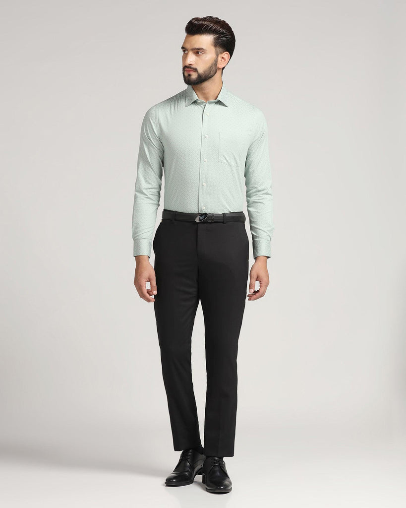 Luxe Slim Comfort B-95 Formal Black Solid Trouser - Meter