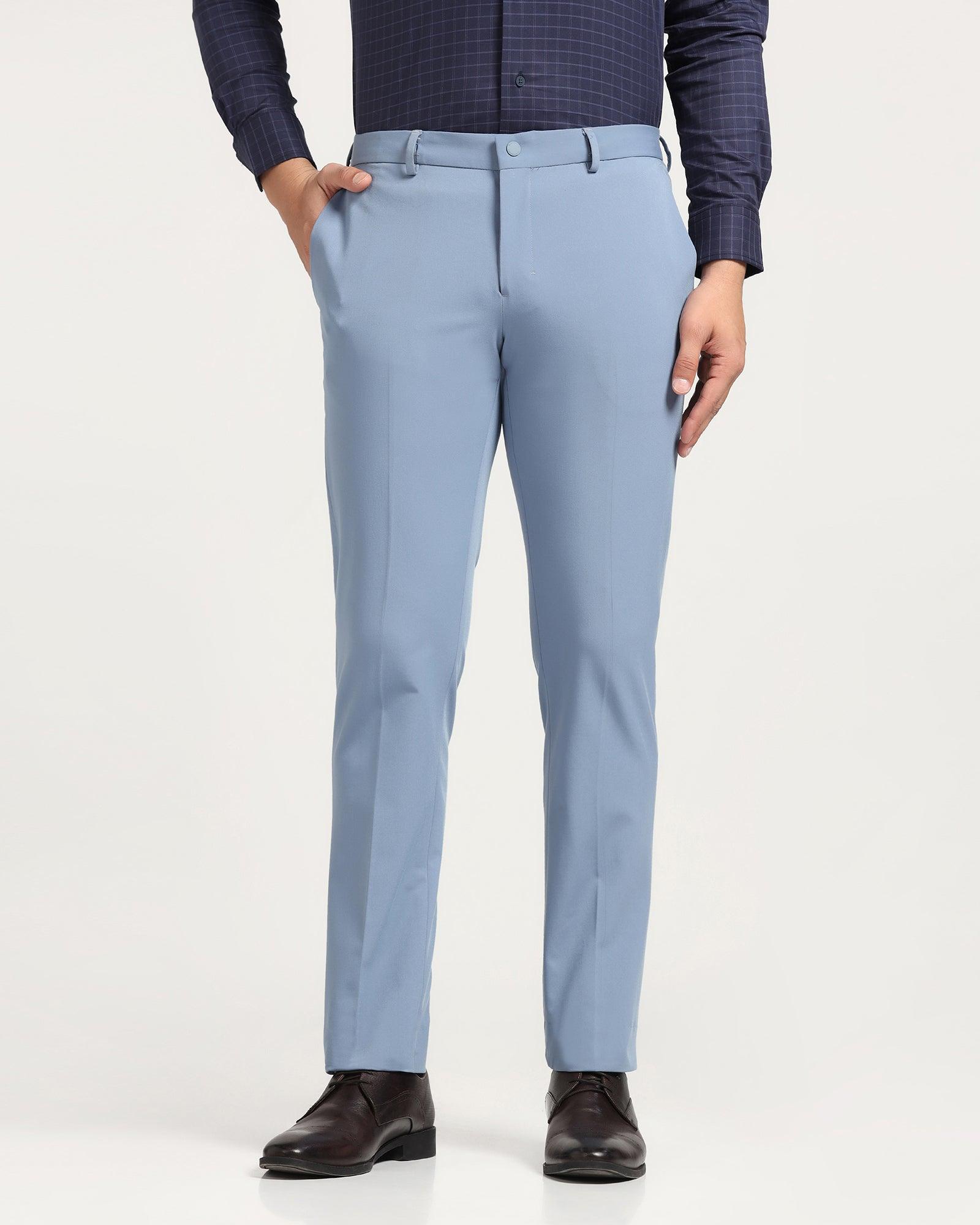 Slim Fit B-91 Formal Blue Solid Trouser - Dean - Blackberrys