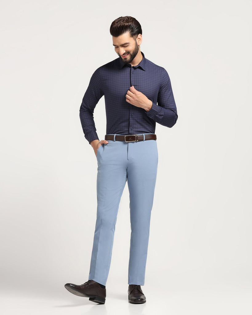 TechPro B-91 Formal Blue Solid Trouser - Dean