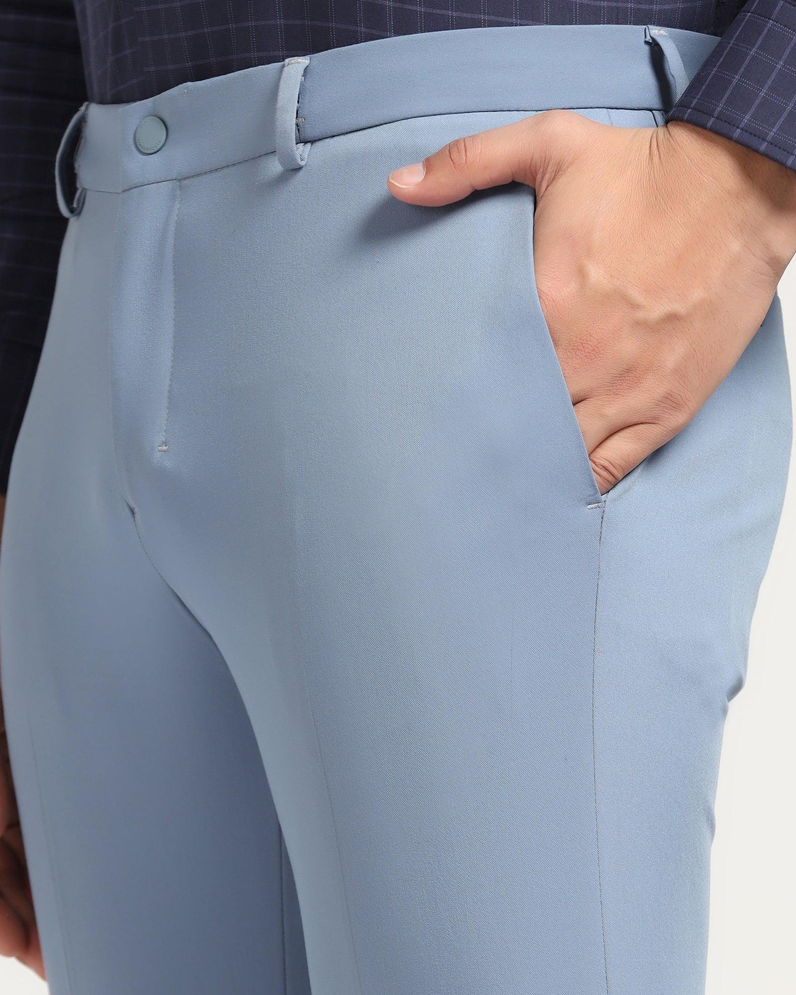 Slim Fit B-91 Formal Blue Solid Trouser - Dean - Blackberrys