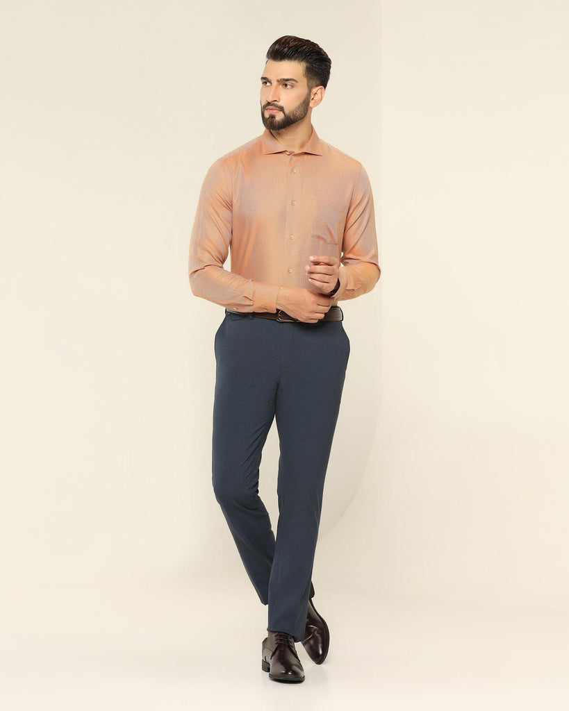 Slim Fit B-91 Formal Blue Solid Trouser - Jonny