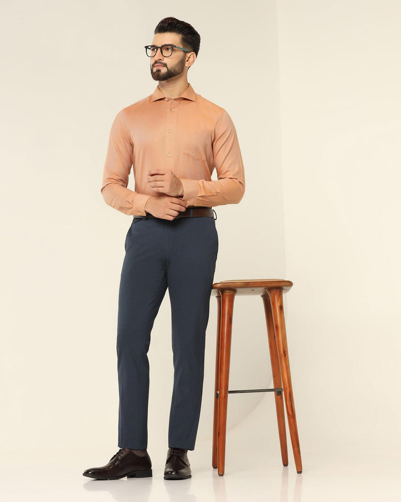 Slim Fit B-91 Formal Blue Solid Trouser - Jonny