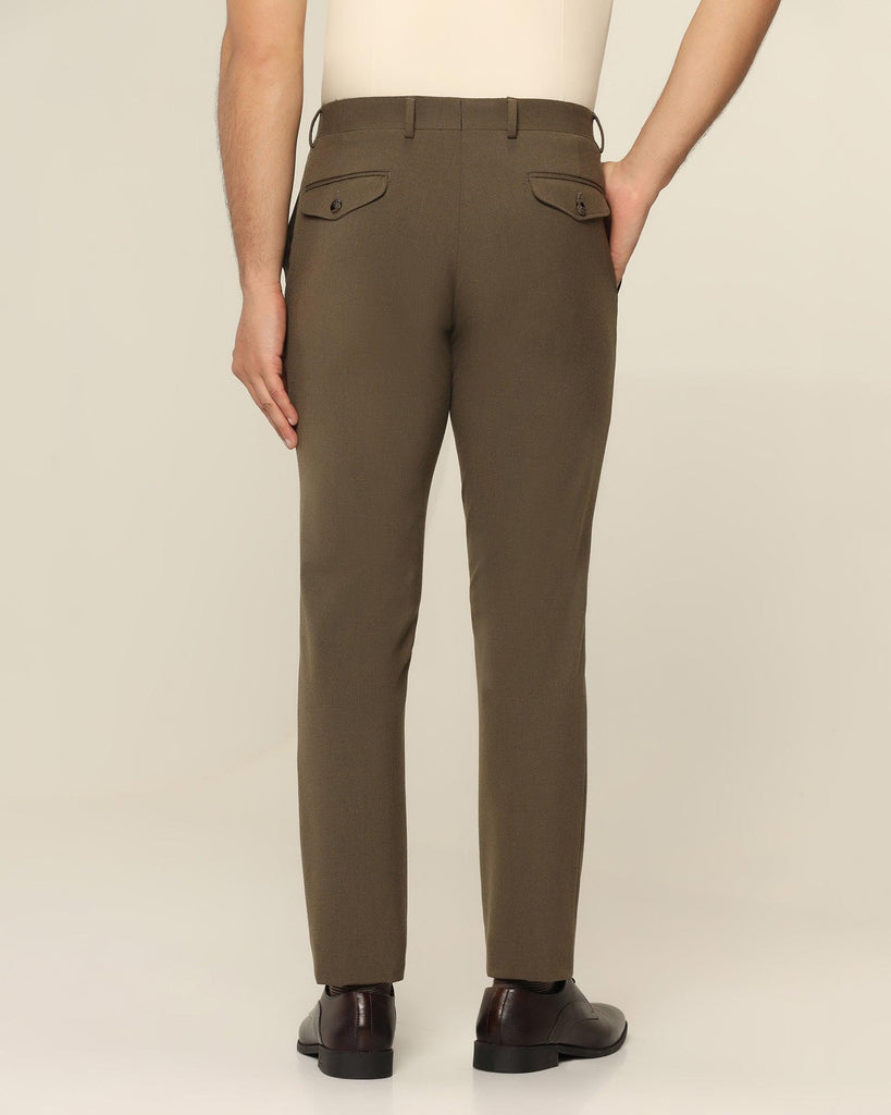 Slim Fit B-91 Formal Brown Solid Trouser - Jonny