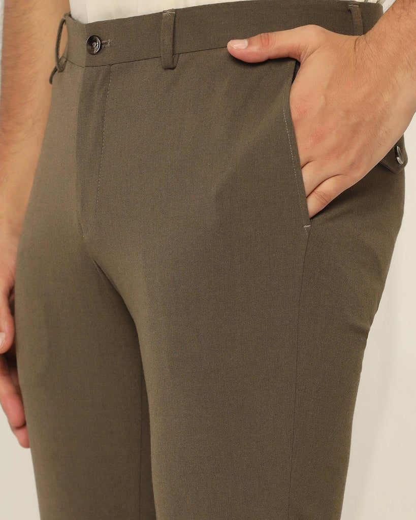 Slim Fit B-91 Formal Brown Solid Trouser - Jonny