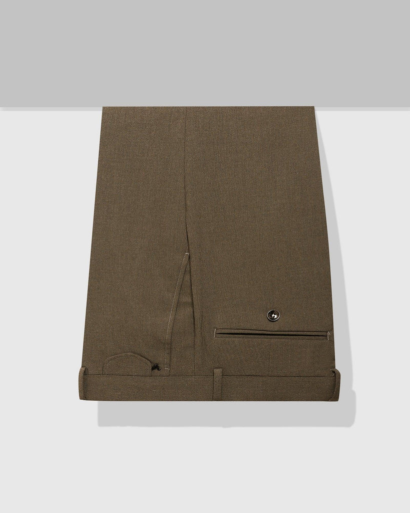 Slim Fit B-91 Formal Brown Solid Trouser - Jonny