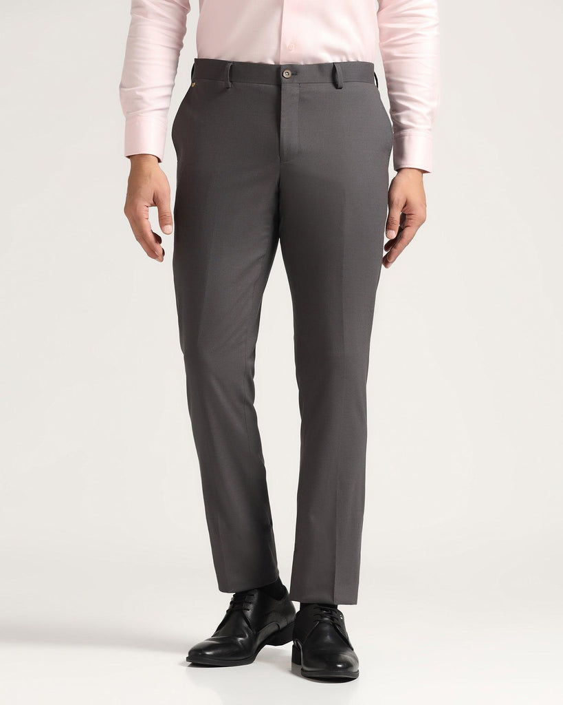 Luxe Slim Comfort B-95 Formal Grey Solid Trouser - Meter