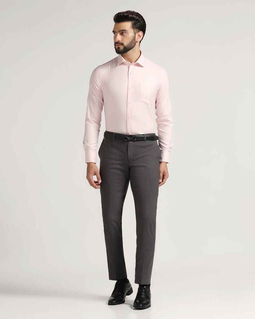 Luxe Slim Comfort B-95 Formal Grey Solid Trouser - Meter