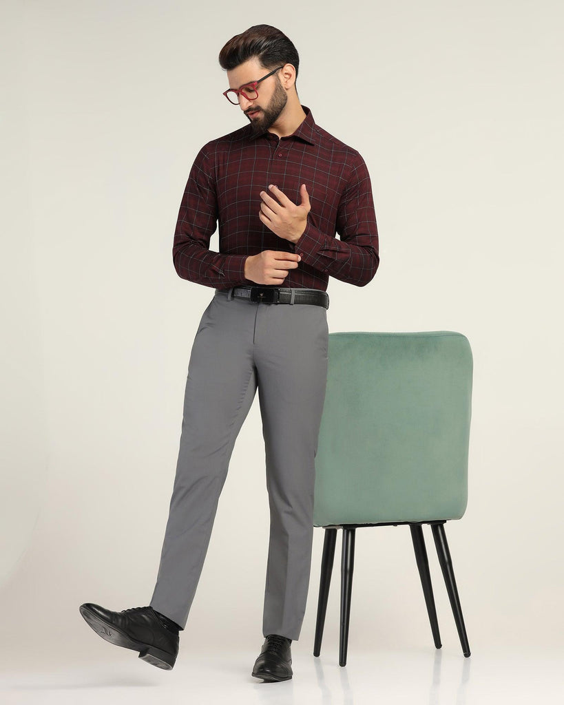 Slim Comfort B-95 Formal Grey Solid Trouser - Nedward