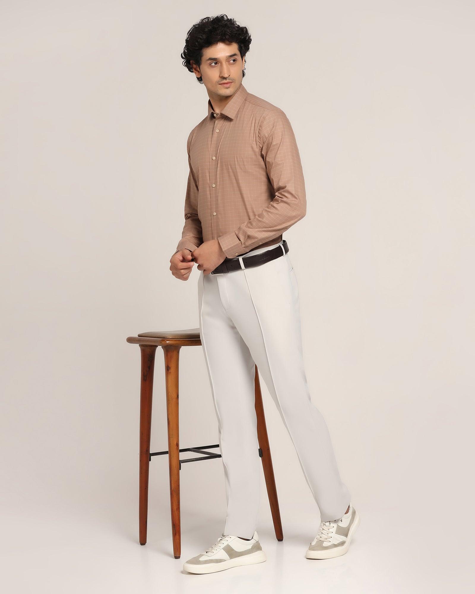 Slim Fit B-91 Formal Light Grey Solid Trouser - Tejin - Blackberrys