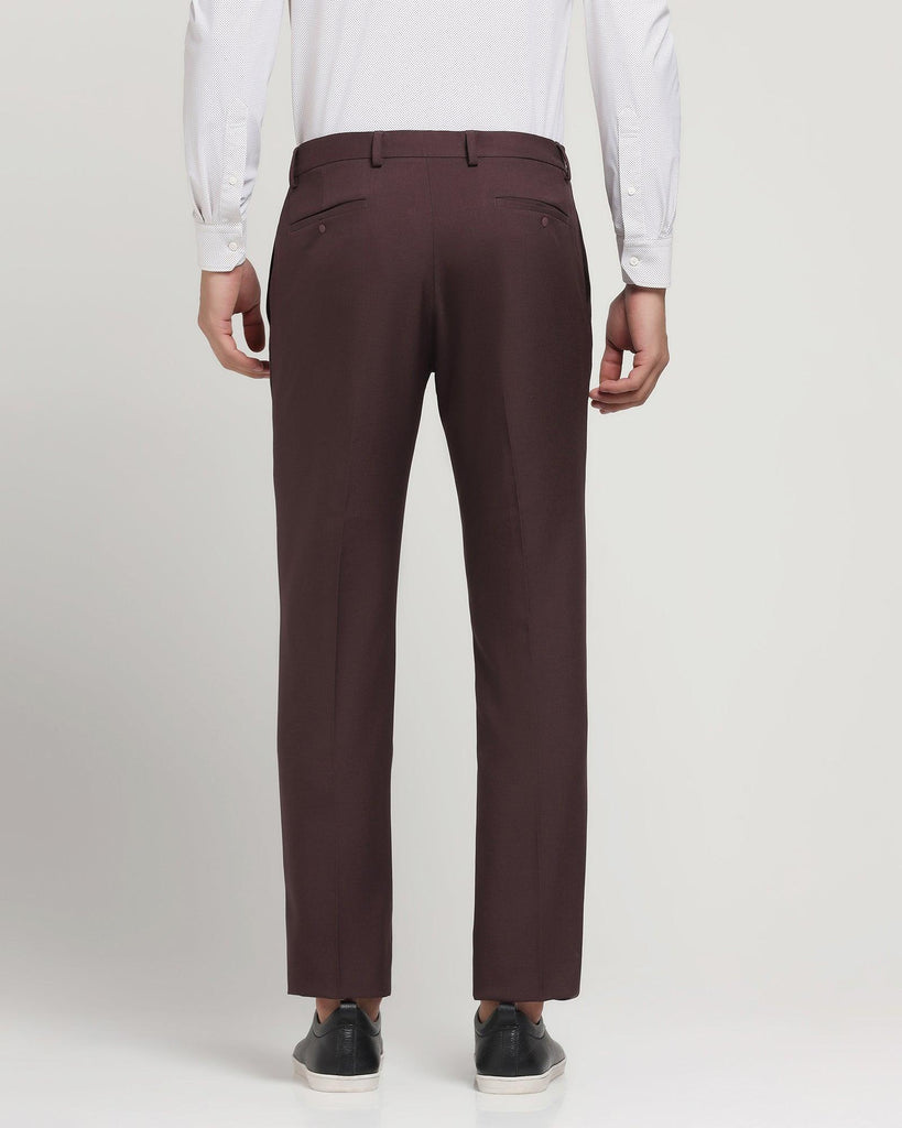 TechPro Slim Comfort B-95 Formal Maroon Solid Trouser - Clajin