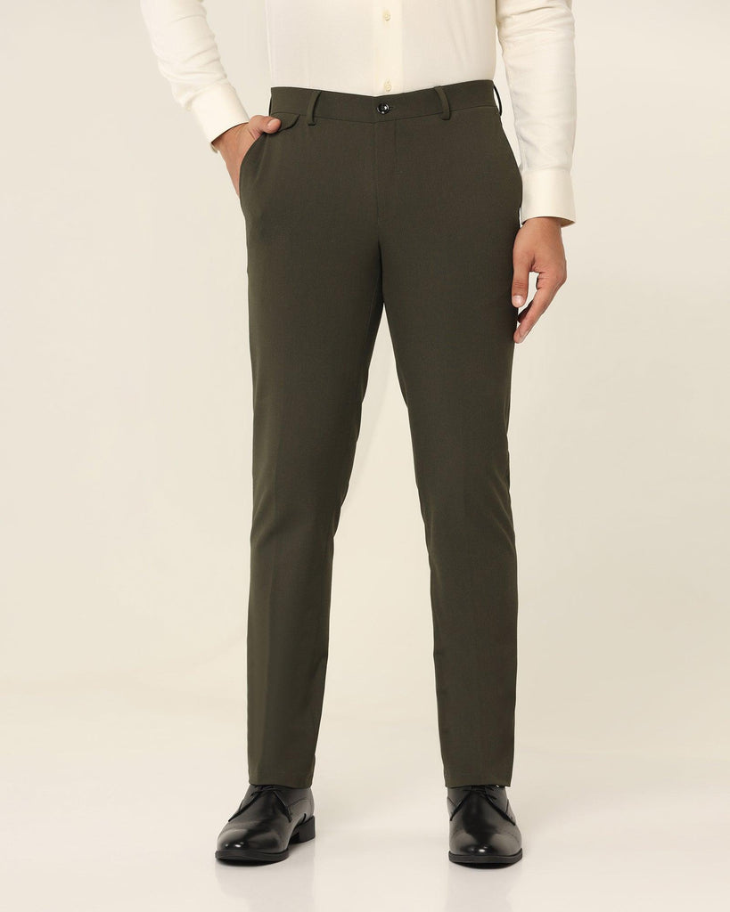 Slim Fit B-91 Formal Olive Solid Trouser - Jonny