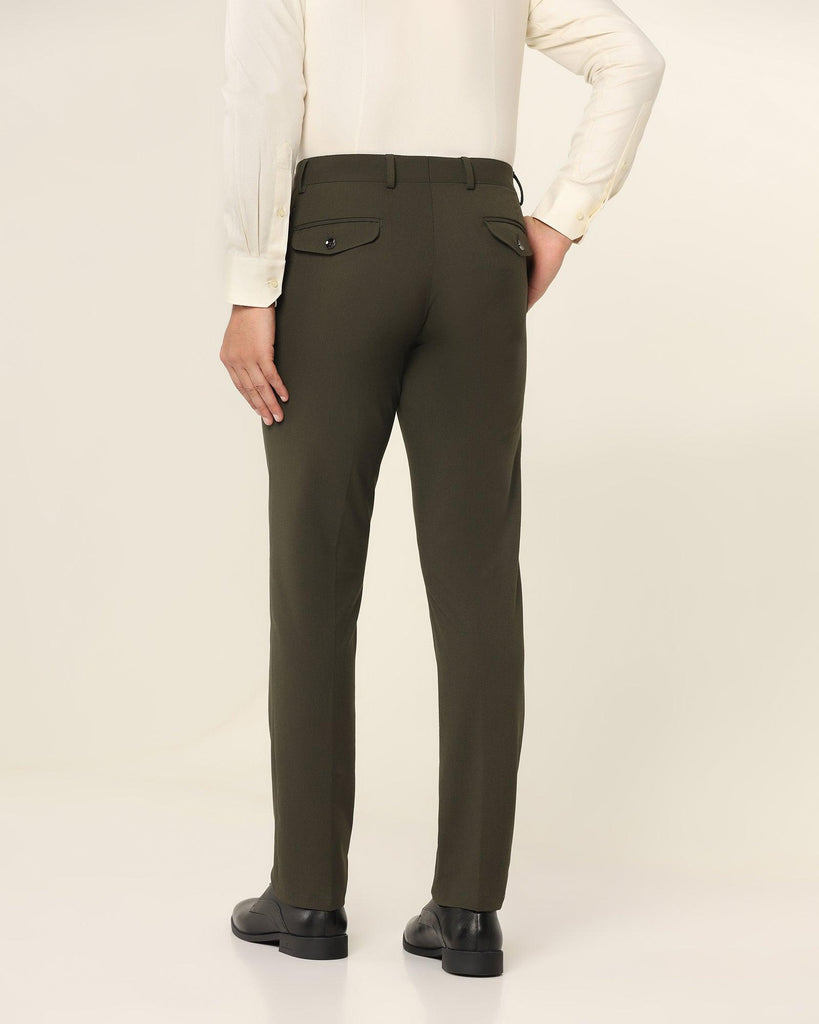 Slim Fit B-91 Formal Olive Solid Trouser - Jonny