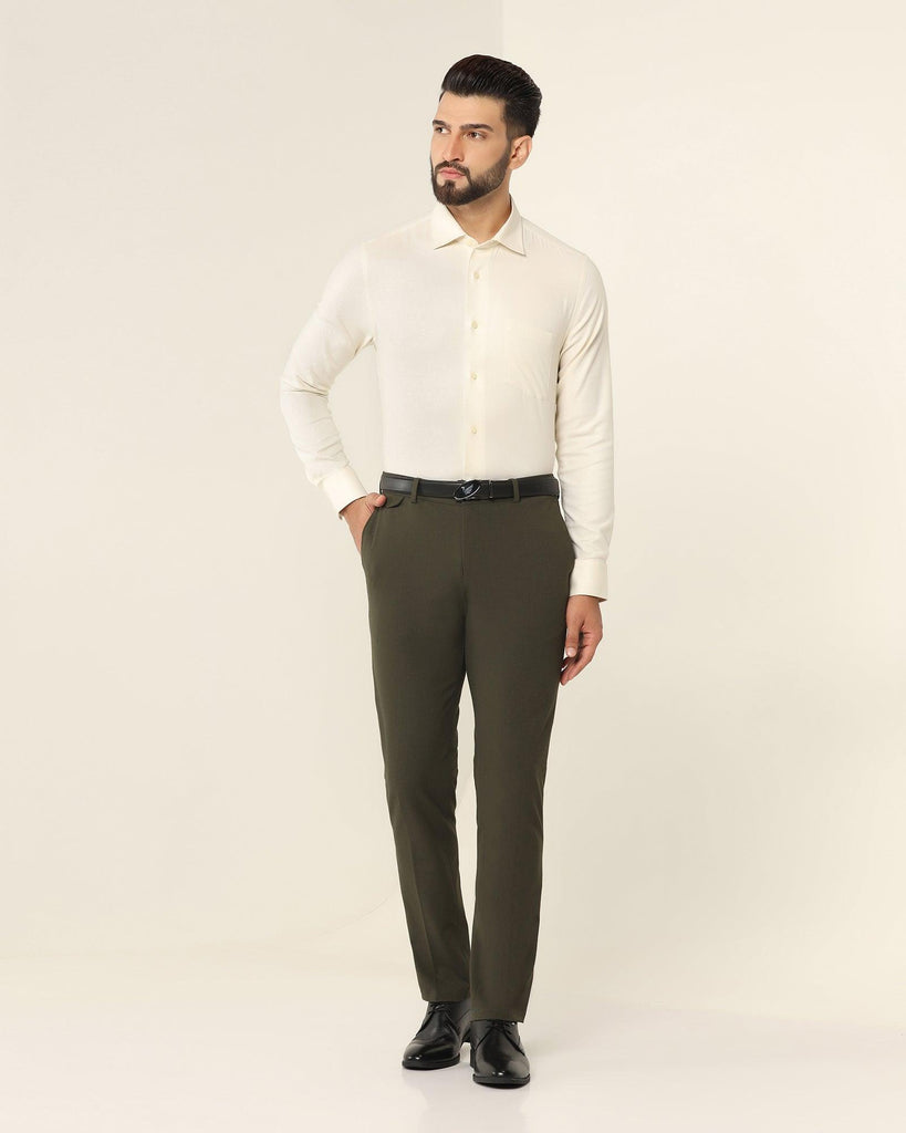 Slim Fit B-91 Formal Olive Solid Trouser - Jonny