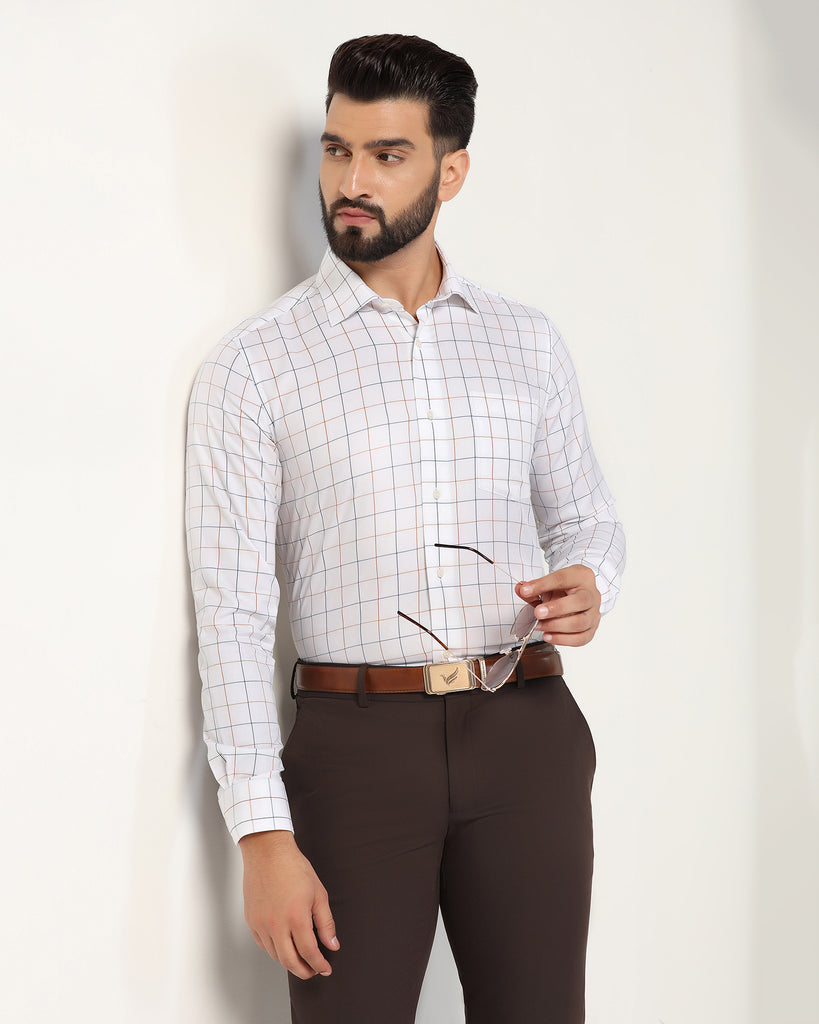 Non Iron Formal White Check Shirt - Boston