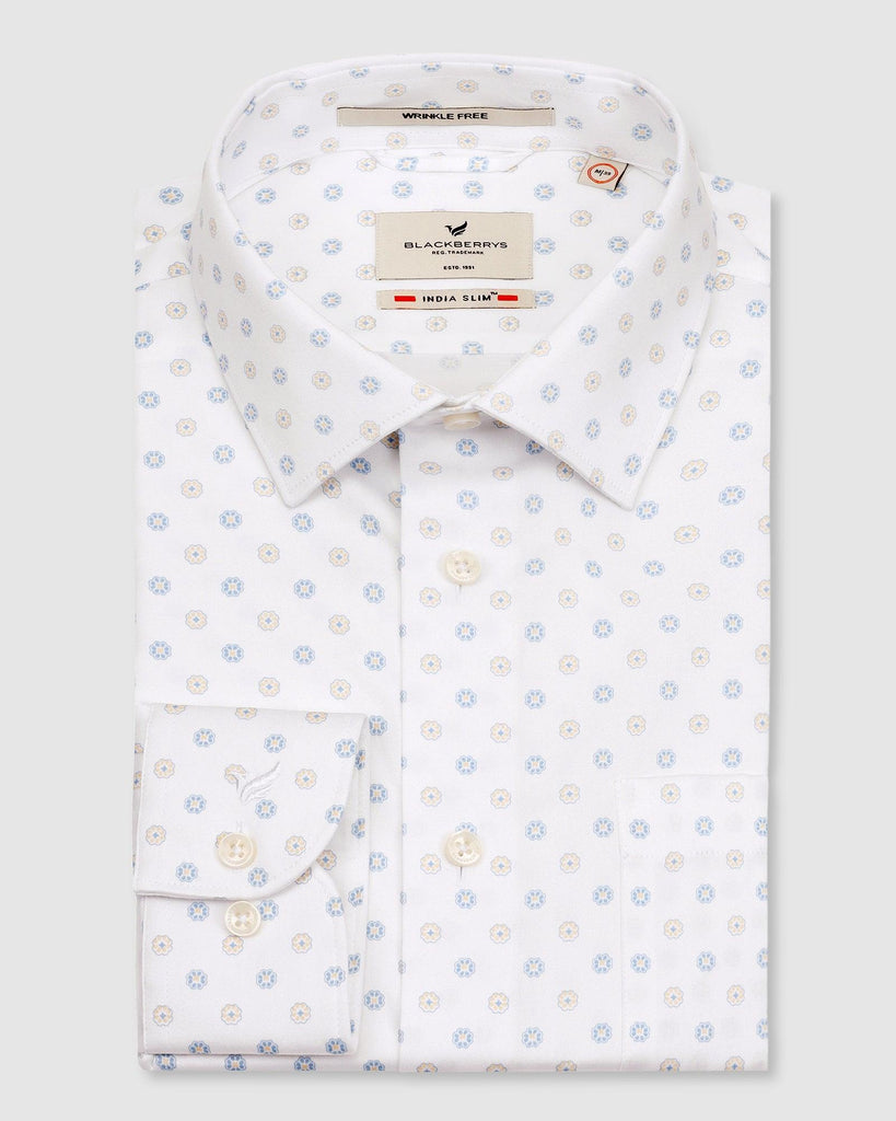 Formal White Printed Shirt - Ramco