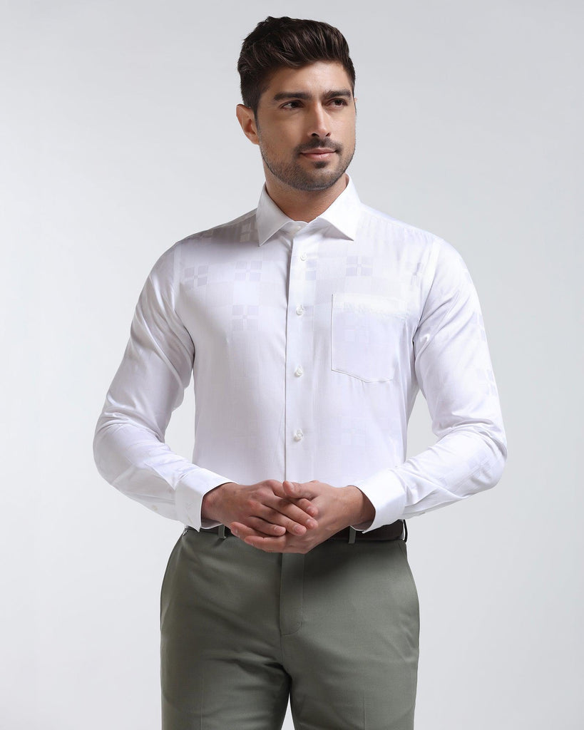 Formal White Printed Shirt - Young