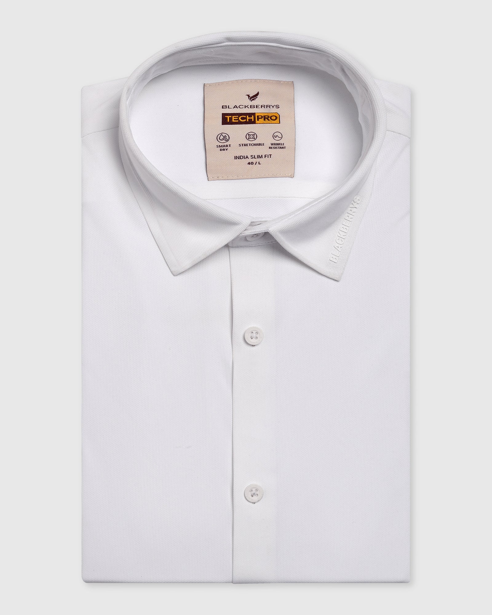 TechPro Formal Half Sleeve White Solid Shirt - Alfie