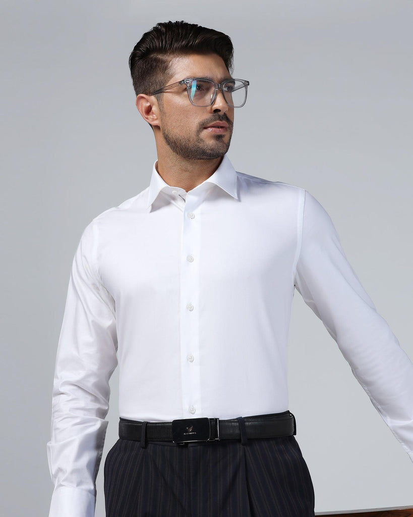 Formal White Solid Shirt - Amber