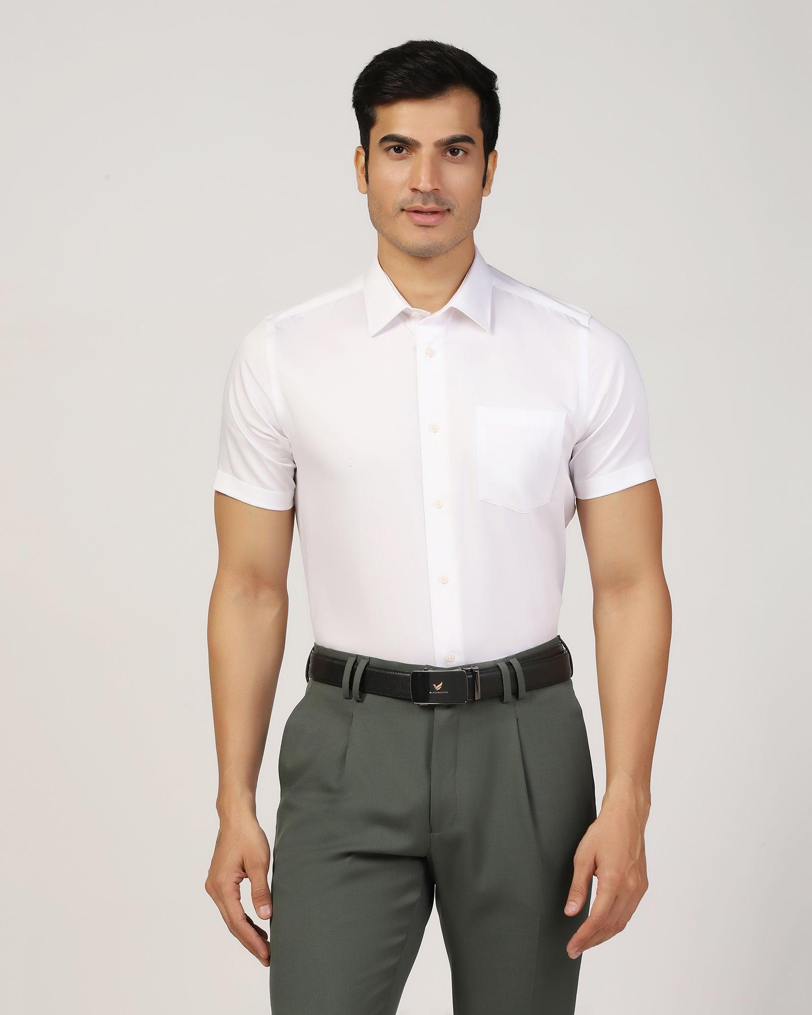 Buy Non Iron Formal Half Sleeve White Solid Shirt Online