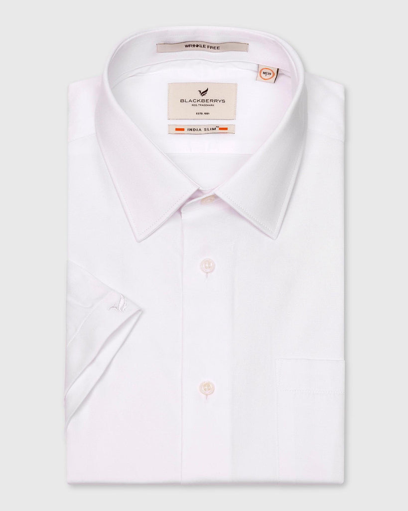 Formal Half Sleeve White Solid Shirt - Matiz