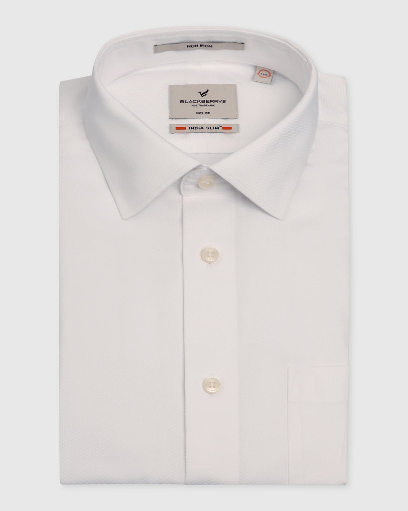 Non Iron Formal White Textured Shirt - E31