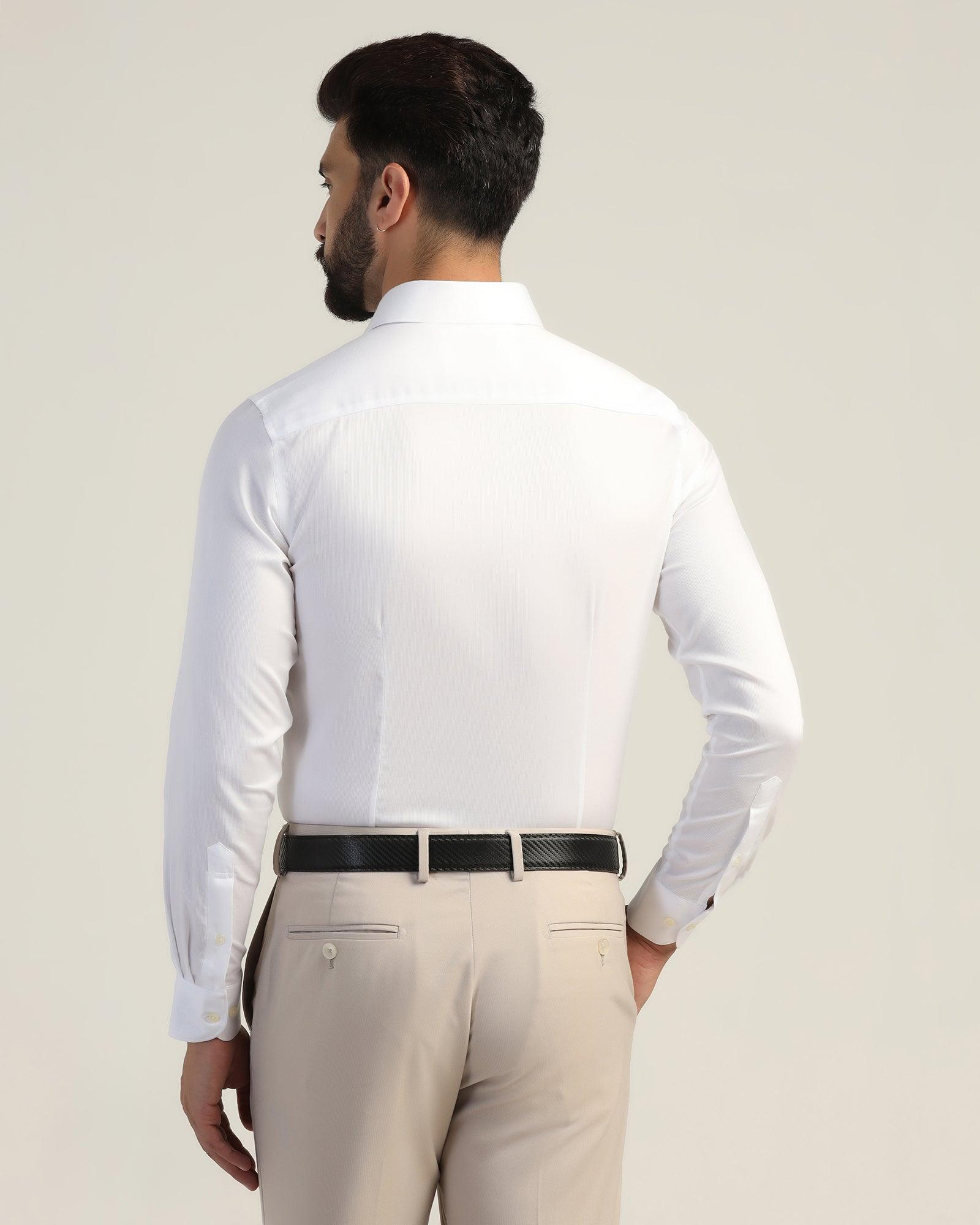 Formal Super White Textured Shirt - Hemp