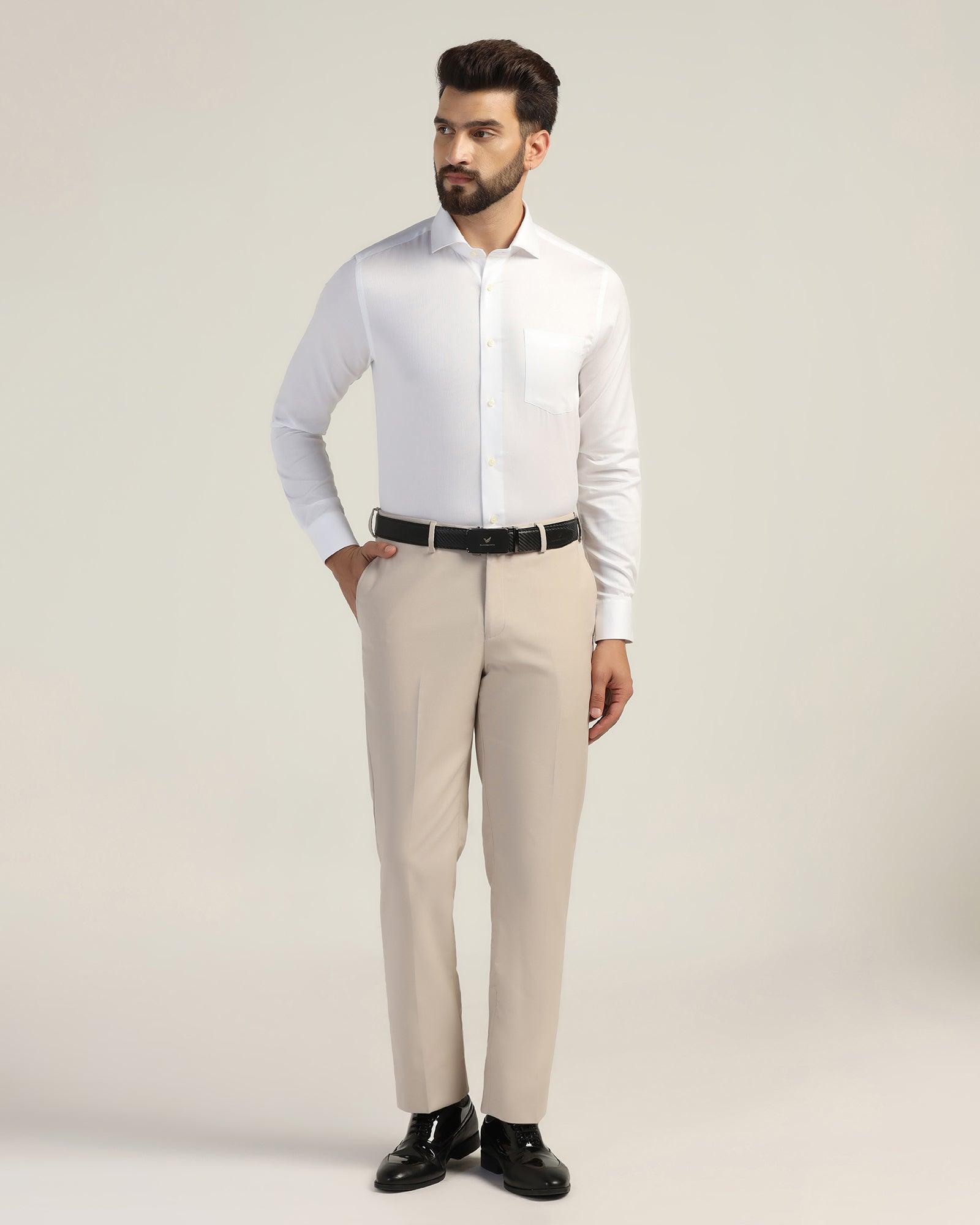 Formal Super White Textured Shirt - Hemp