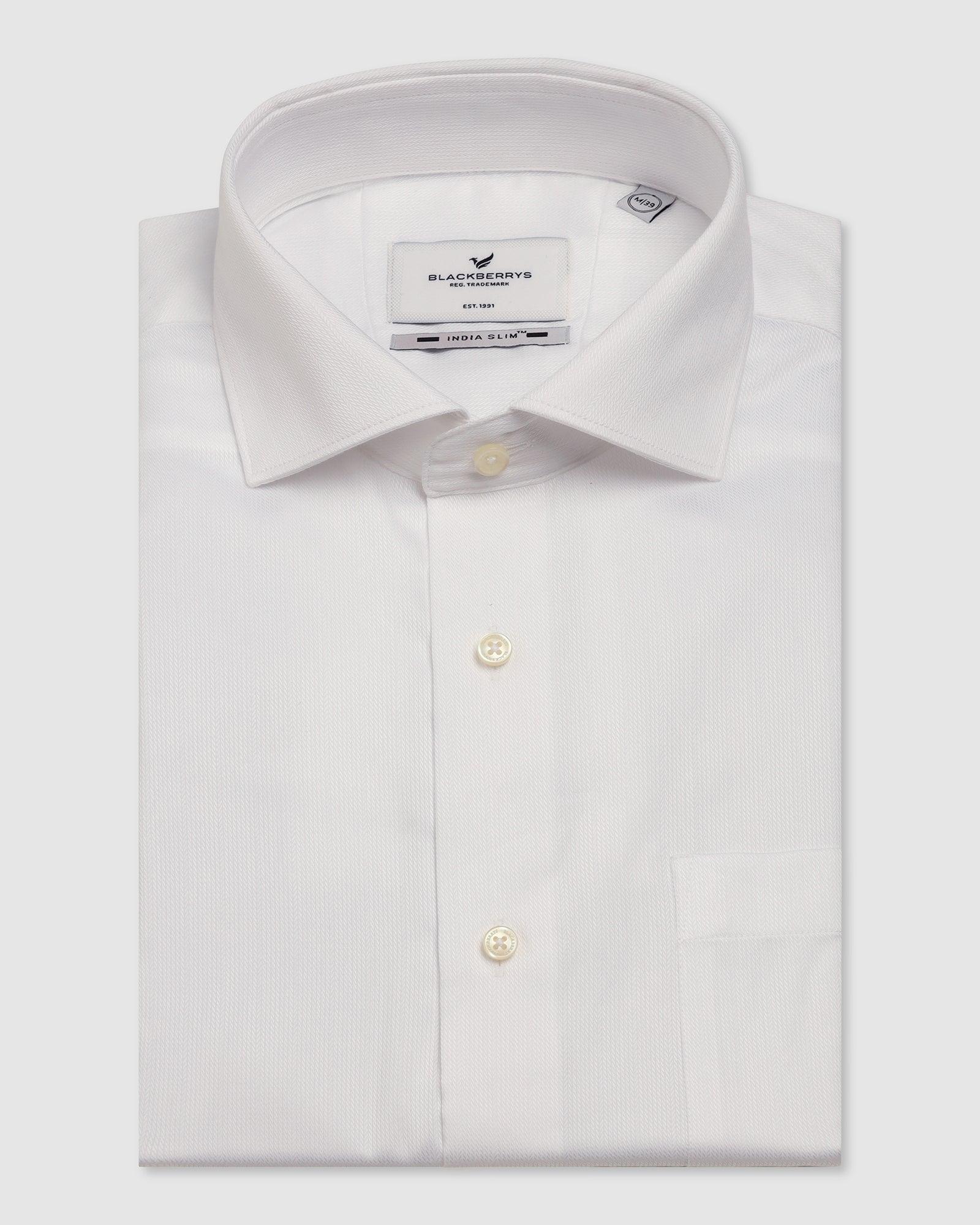 Formal Super White Textured Shirt - Hemp