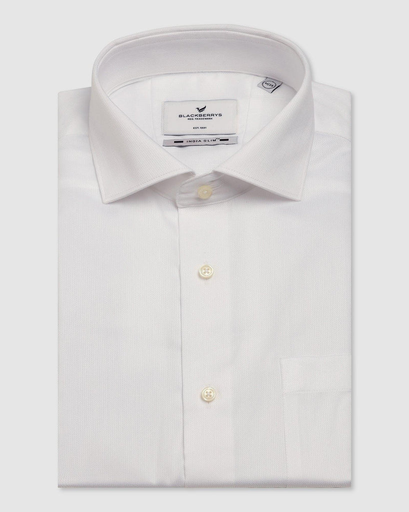 Formal White Textured Shirt - Hemp