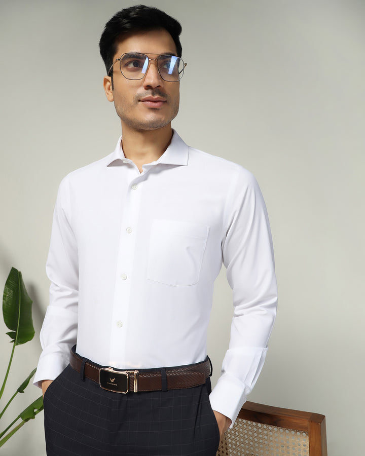 Non Iron Formal White Textured Shirt - Ivy