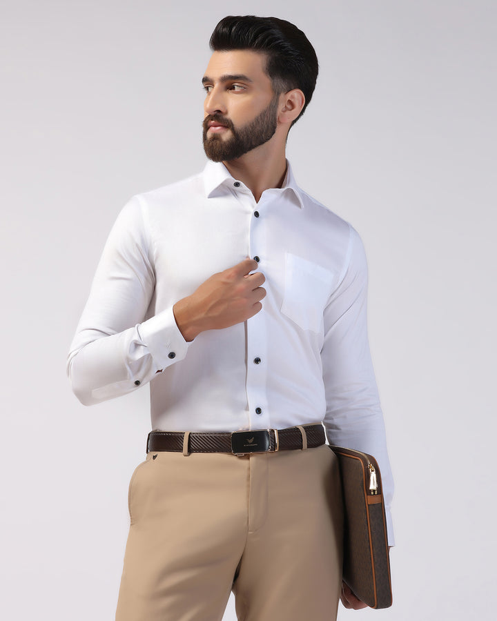 Formal White Textured Shirt - Loden