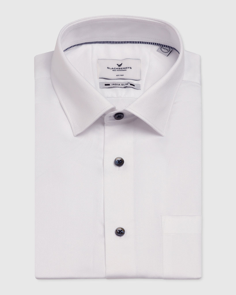 Formal White Textured Shirt - Loden