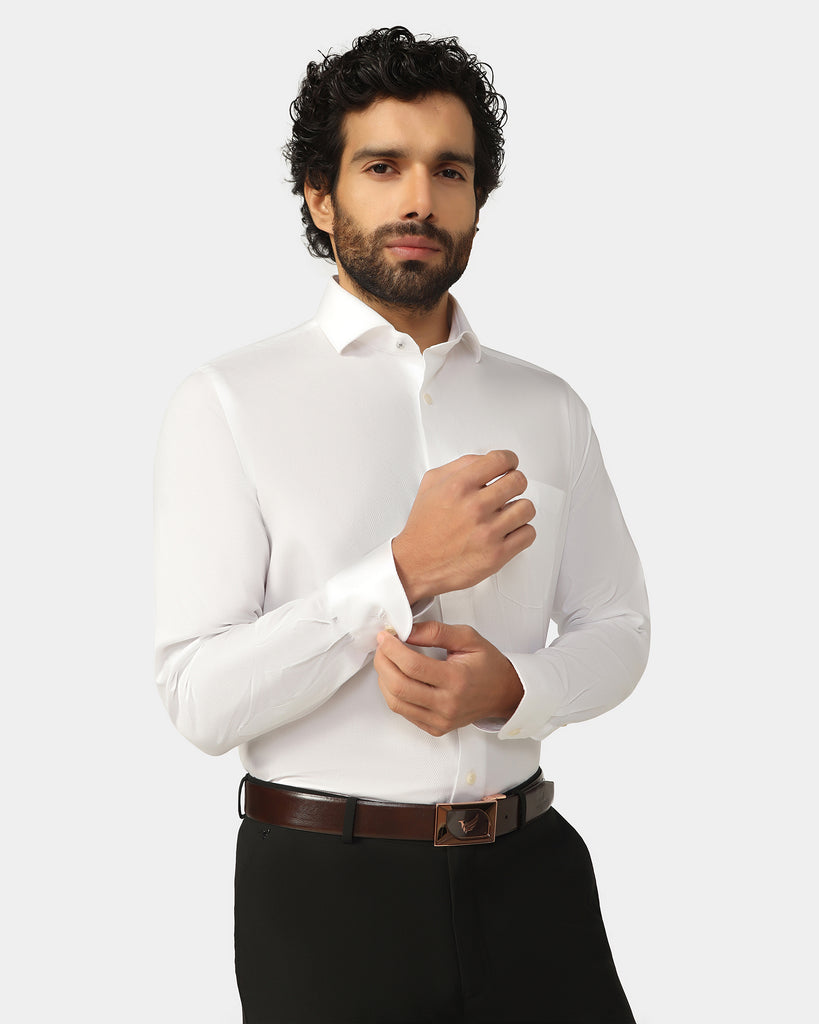 Formal Super White Textured Shirt - Pine